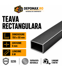 Teava rectangulara 150 x 50 x 6 mm, 6 metri